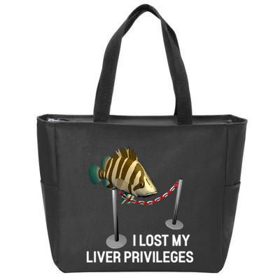 I Lost My Liver Privileges Cursed Fish Funny Fish Meme Zip Tote Bag