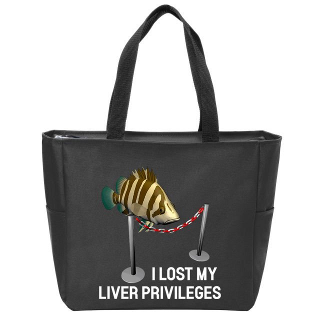 I Lost My Liver Privileges Cursed Fish Funny Fish Meme Zip Tote Bag