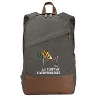 I Lost My Liver Privileges Cursed Fish Funny Fish Meme Cotton Canvas Backpack