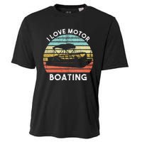 I Love Motor Boating Funny Boat Life Funny Boater Life Cooling Performance Crew T-Shirt