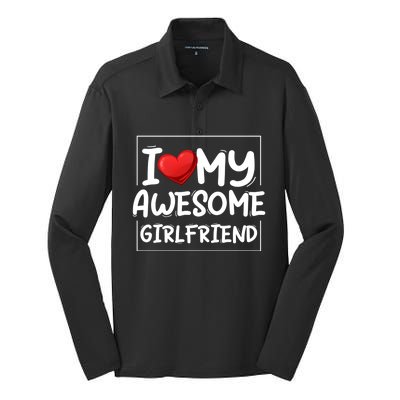 I Love My Awesome Friend Valentines Day Matching Couple Gift Silk Touch Performance Long Sleeve Polo