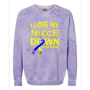 I Love My Niece With Down Syndrome Awareness Gift Family Matching Colorblast Crewneck Sweatshirt