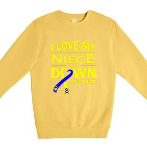 I Love My Niece With Down Syndrome Awareness Gift Family Matching Premium Crewneck Sweatshirt