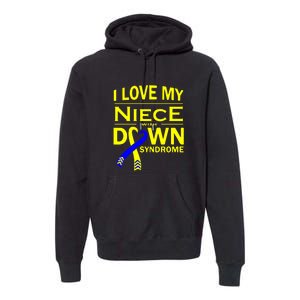 I Love My Niece With Down Syndrome Awareness Gift Family Matching Premium Hoodie