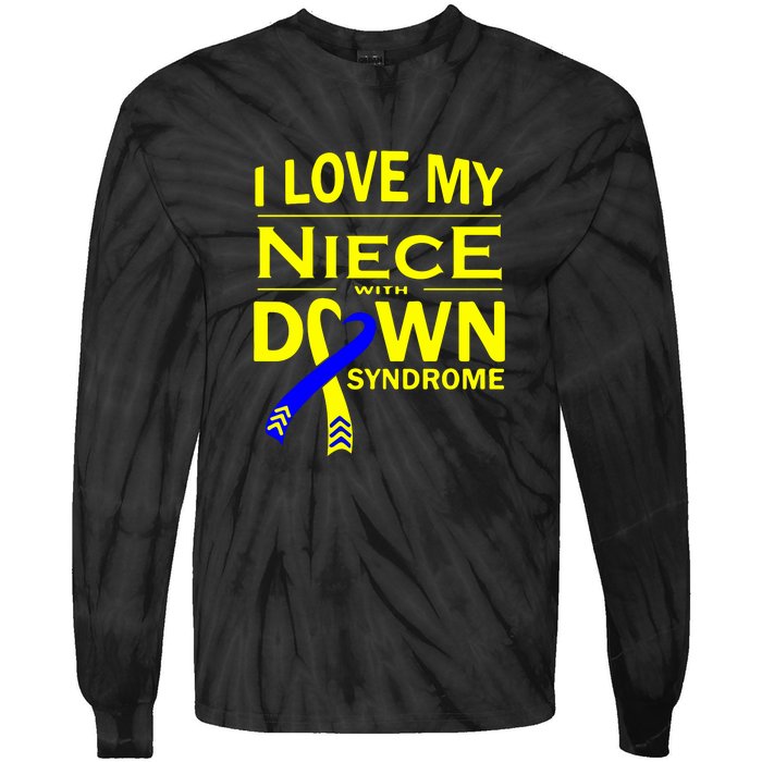 I Love My Niece With Down Syndrome Awareness Gift Family Matching Tie-Dye Long Sleeve Shirt