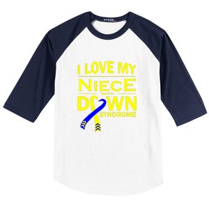 I Love My Niece With Down Syndrome Awareness Gift Family Matching Baseball Sleeve Shirt