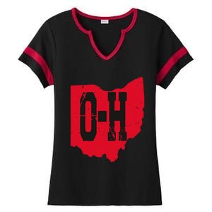 I Love My Ohio Home Script Ohio Buckeye State Ladies Halftime Notch Neck Tee