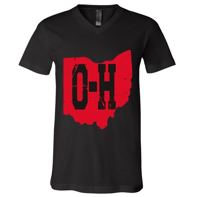 I Love My Ohio Home Script Ohio Buckeye State V-Neck T-Shirt