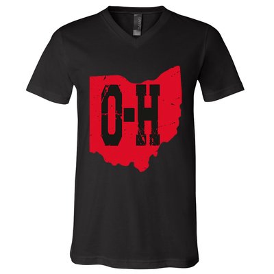 I Love My Ohio Home Script Ohio Buckeye State V-Neck T-Shirt