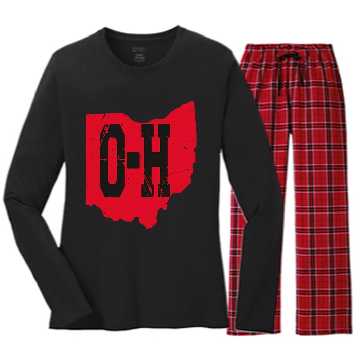 I Love My Ohio Home Script Ohio Buckeye State Women's Long Sleeve Flannel Pajama Set 