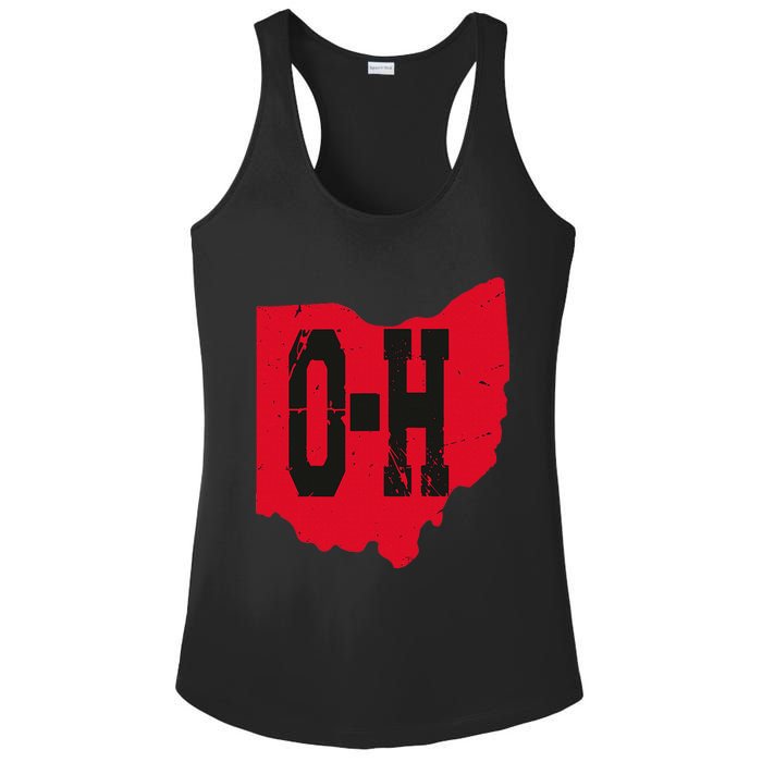 I Love My Ohio Home Script Ohio Buckeye State Ladies PosiCharge Competitor Racerback Tank