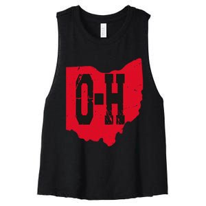 I Love My Ohio Home Script Ohio Buckeye State Women's Racerback Cropped Tank