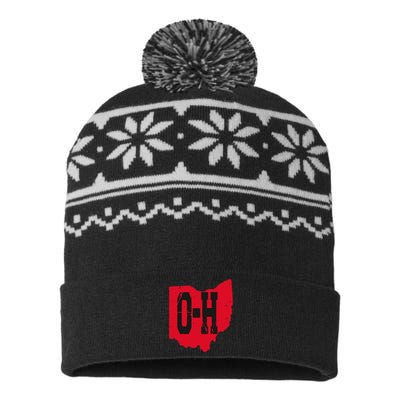 I Love My Ohio Home Script Ohio Buckeye State USA-Made Snowflake Beanie