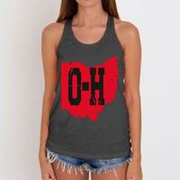 I Love My Ohio Home Script Ohio Buckeye State Women's Knotted Racerback Tank