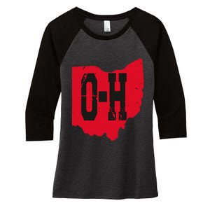 I Love My Ohio Home Script Ohio Buckeye State Women's Tri-Blend 3/4-Sleeve Raglan Shirt