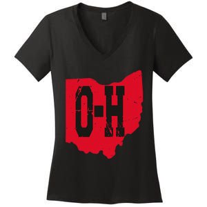 I Love My Ohio Home Script Ohio Buckeye State Women's V-Neck T-Shirt