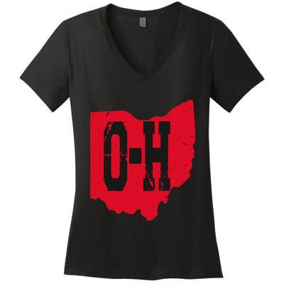 I Love My Ohio Home Script Ohio Buckeye State Women's V-Neck T-Shirt