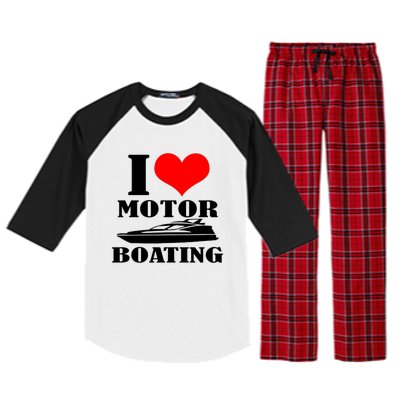 I Love Motor Boating Funny Boating Cool Raglan Sleeve Pajama Set