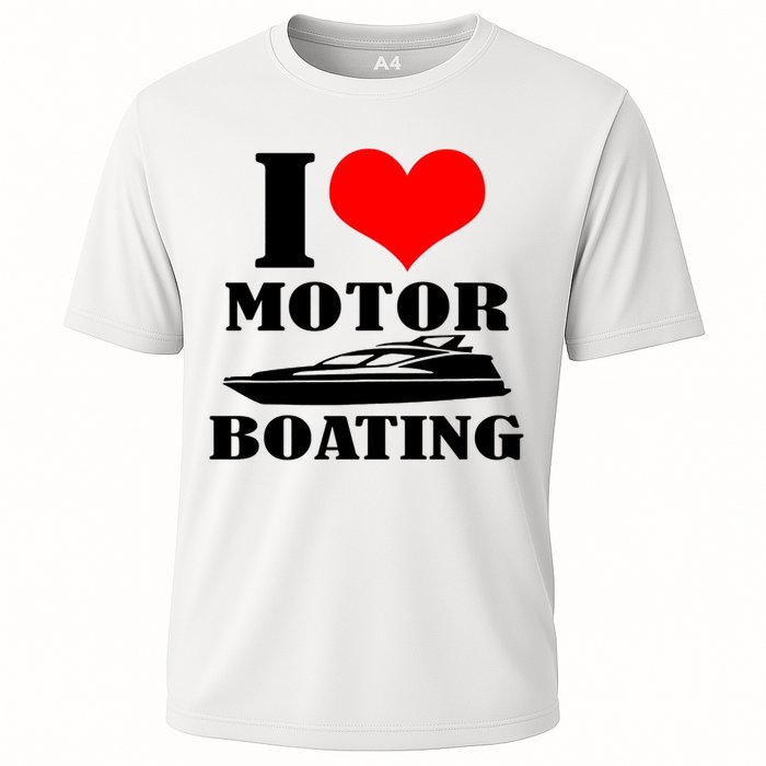 I Love Motor Boating Funny Boating Cool Cooling Performance Crew T-Shirt