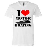 I Love Motor Boating Funny Boating Cool V-Neck T-Shirt