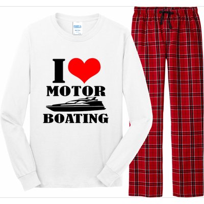 I Love Motor Boating Funny Boating Cool Long Sleeve Pajama Set