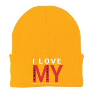 I Love My Family And Friends Gift Parents Tee Gift Knit Cap Winter Beanie