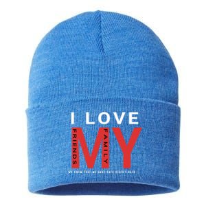 I Love My Family And Friends Gift Parents Tee Gift Sustainable Knit Beanie