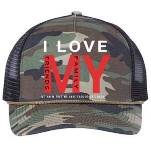 I Love My Family And Friends Gift Parents Tee Gift Retro Rope Trucker Hat Cap