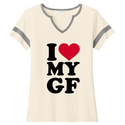 I Love My GF Girlfriend Ladies Halftime Notch Neck Tee