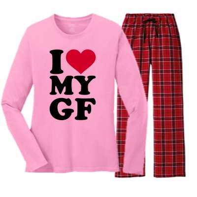 I Love My GF Girlfriend Women's Long Sleeve Flannel Pajama Set 