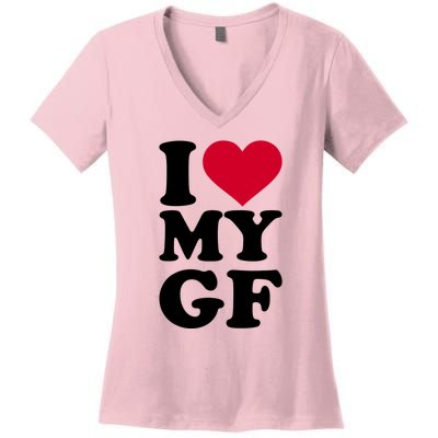 I Love My GF Girlfriend Women's V-Neck T-Shirt