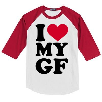 I Love My GF Girlfriend Kids Colorblock Raglan Jersey