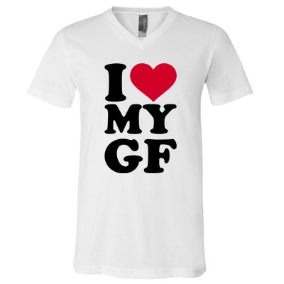 I Love My GF Girlfriend V-Neck T-Shirt