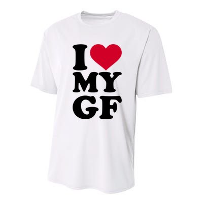 I Love My GF Girlfriend Youth Performance Sprint T-Shirt