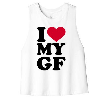 I Love My GF Girlfriend Women's Racerback Cropped Tank