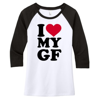 I Love My GF Girlfriend Women's Tri-Blend 3/4-Sleeve Raglan Shirt