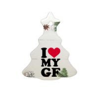 I Love My GF Girlfriend Ceramic Tree Ornament