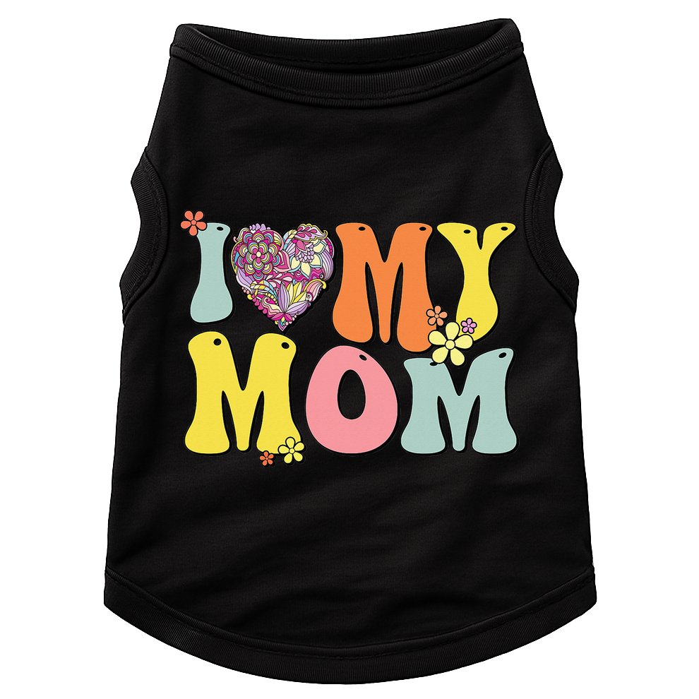 I Love My Mom I Heart My Mom Retro Groovy Mother's day Doggie Tank