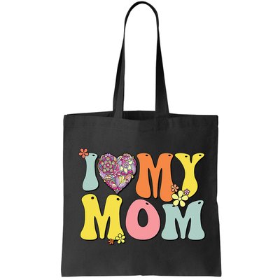 I Love My Mom I Heart My Mom Retro Groovy Mother's day Bag