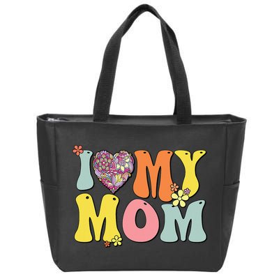 I Love My Mom I Heart My Mom Retro Groovy Mother's day Zip Tote Bag