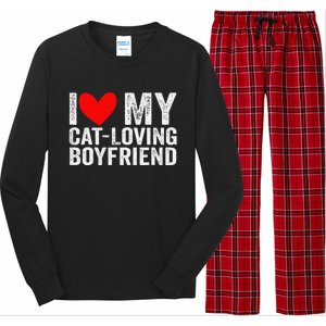 I Love My Catloving Boyfriend Funny Girlfriend Valentines Long Sleeve Pajama Set