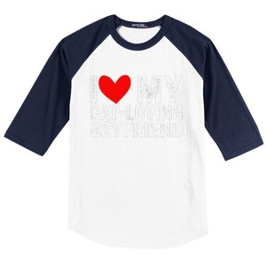 I Love My Catloving Boyfriend Funny Girlfriend Valentines Baseball Sleeve Shirt