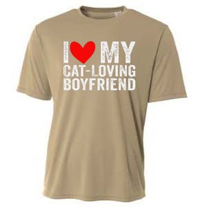 I Love My Catloving Boyfriend Funny Girlfriend Valentines Cooling Performance Crew T-Shirt