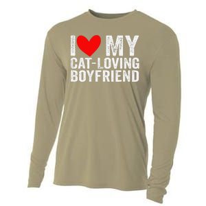 I Love My Catloving Boyfriend Funny Girlfriend Valentines Cooling Performance Long Sleeve Crew