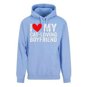 I Love My Catloving Boyfriend Funny Girlfriend Valentines Unisex Surf Hoodie