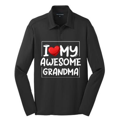 I Love My Awesome Grandma Valentines Day Matching Couple I Gift Silk Touch Performance Long Sleeve Polo