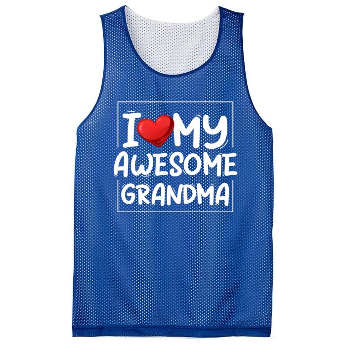 I Love My Awesome Grandma Valentines Day Matching Couple I Gift Mesh Reversible Basketball Jersey Tank