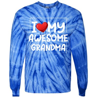 I Love My Awesome Grandma Valentines Day Matching Couple I Gift Tie-Dye Long Sleeve Shirt