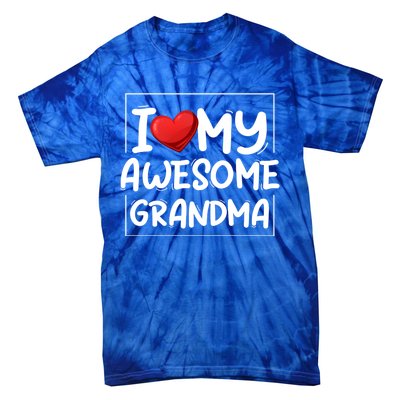 I Love My Awesome Grandma Valentines Day Matching Couple I Gift Tie-Dye T-Shirt