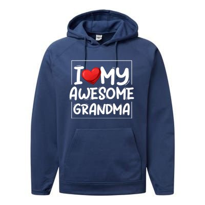 I Love My Awesome Grandma Valentines Day Matching Couple I Gift Performance Fleece Hoodie